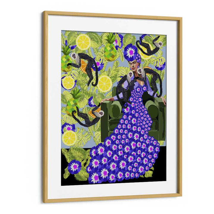 Frida In The Garden By Lynnda Rakos Pop Art Paintings Pop Art Prints in Oak Wood Frame With Mount