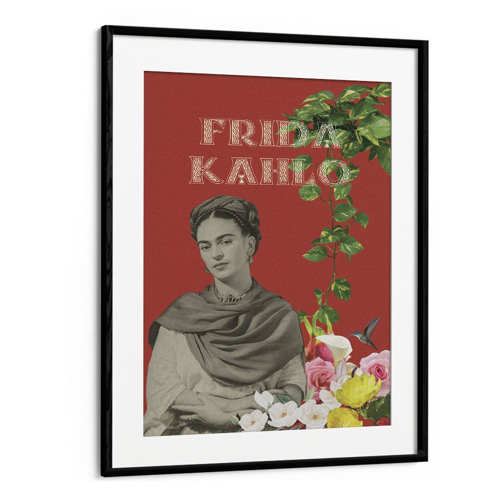 Frida Kahlo By Grishma Korjani Artist Tribute Posters in Black Frame With Mount