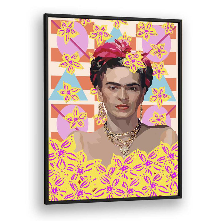 Frida With Flowers By Lynnda Rakos Pop Art Paintings Pop Art Prints in Black Plain Frame