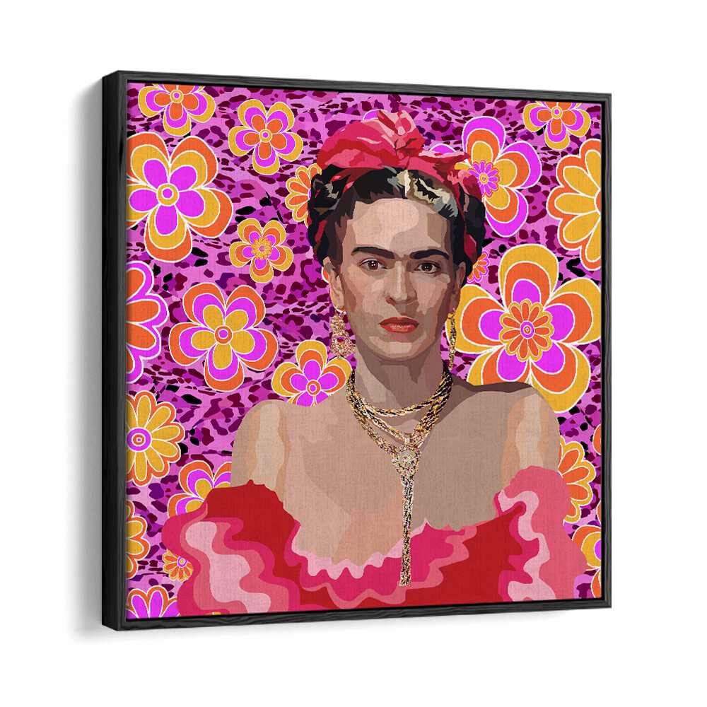 Frida the Queen By Lynnda Rakos Pop Art Paintings Pop Art Prints in Black Floater Frame