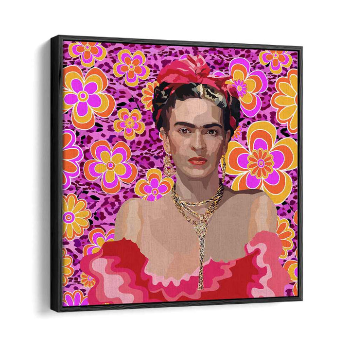 Frida the Queen By Lynnda Rakos Pop Art Paintings Pop Art Prints in Black Floater Frame