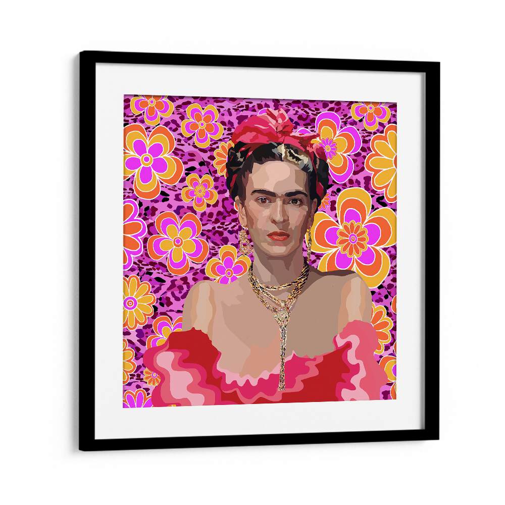 Frida the Queen By Lynnda Rakos Pop Art Paintings Pop Art Prints in Black Frame With Mount