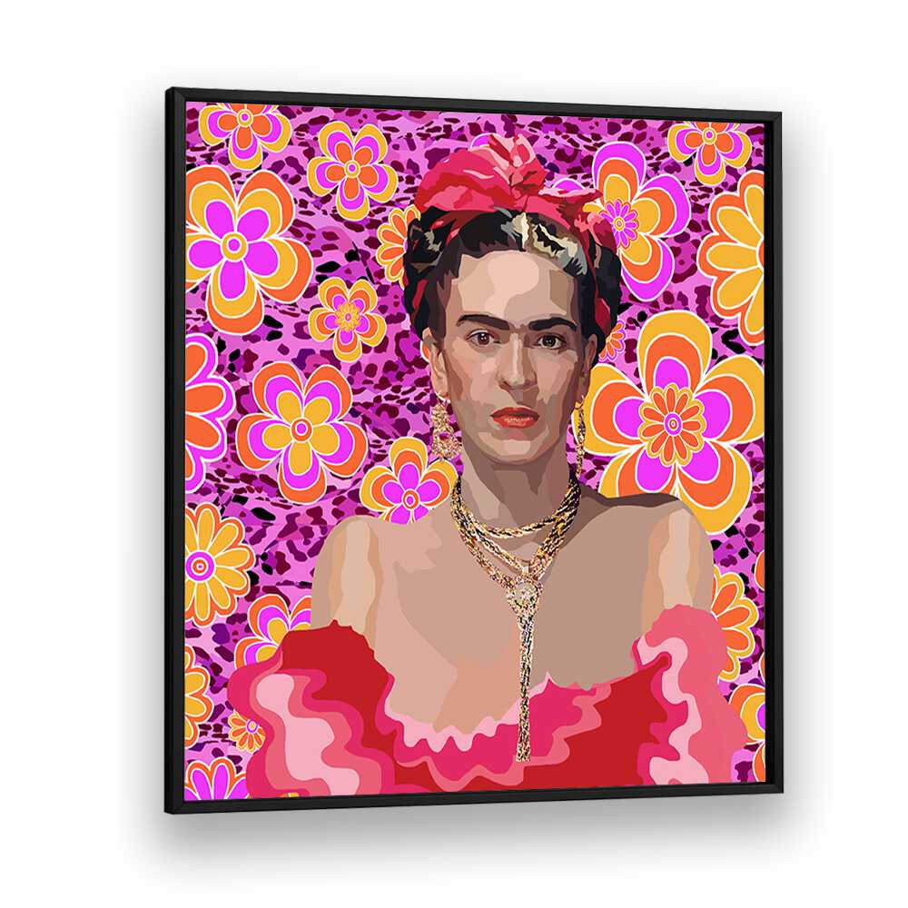 Frida the Queen By Lynnda Rakos Pop Art Paintings Pop Art Prints in Black Plain Frame