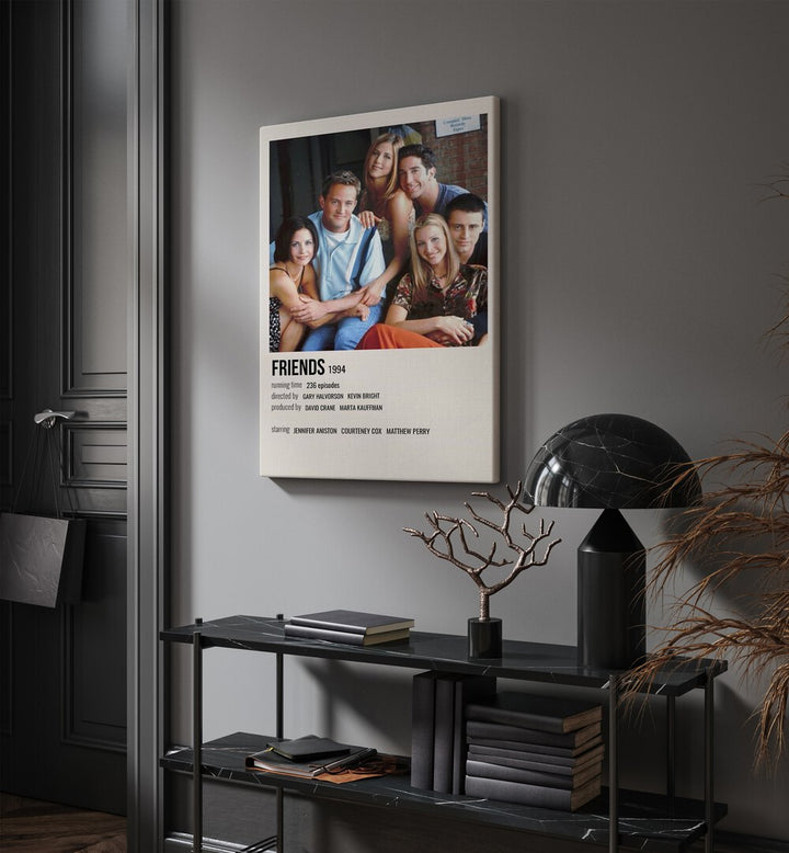 Friends 1994 II Movie Posters in Gallery Wrap placed on a wall behind a table and beside a door