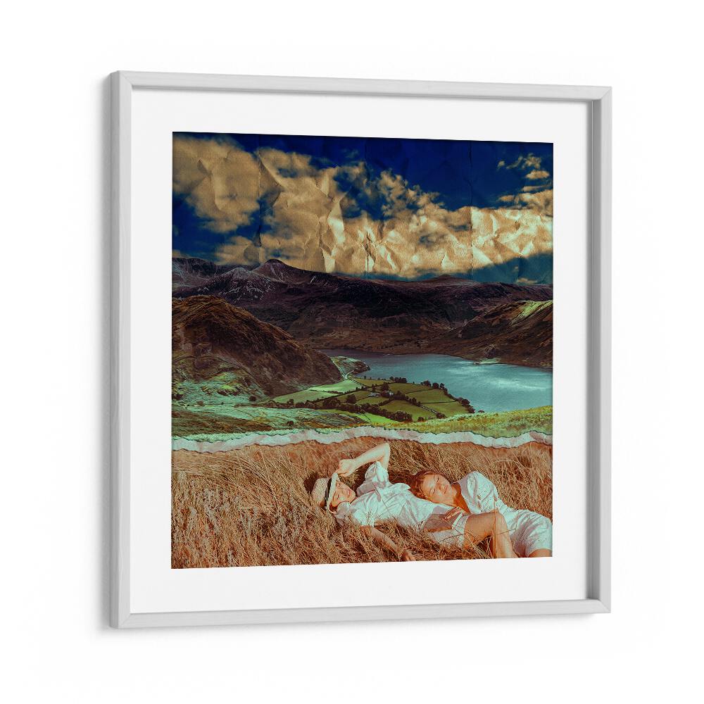 Friends In A Field By Cosmo Zach Surreal Art Prints Surrealism in White Frame With Mount