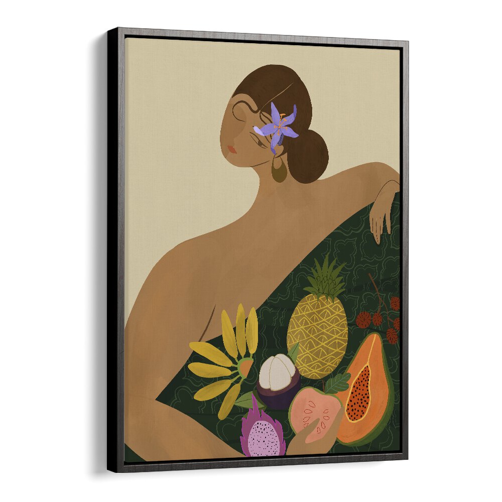 Fruit Seller By Arty Guava Wall Art Prints in Black Floater Frame