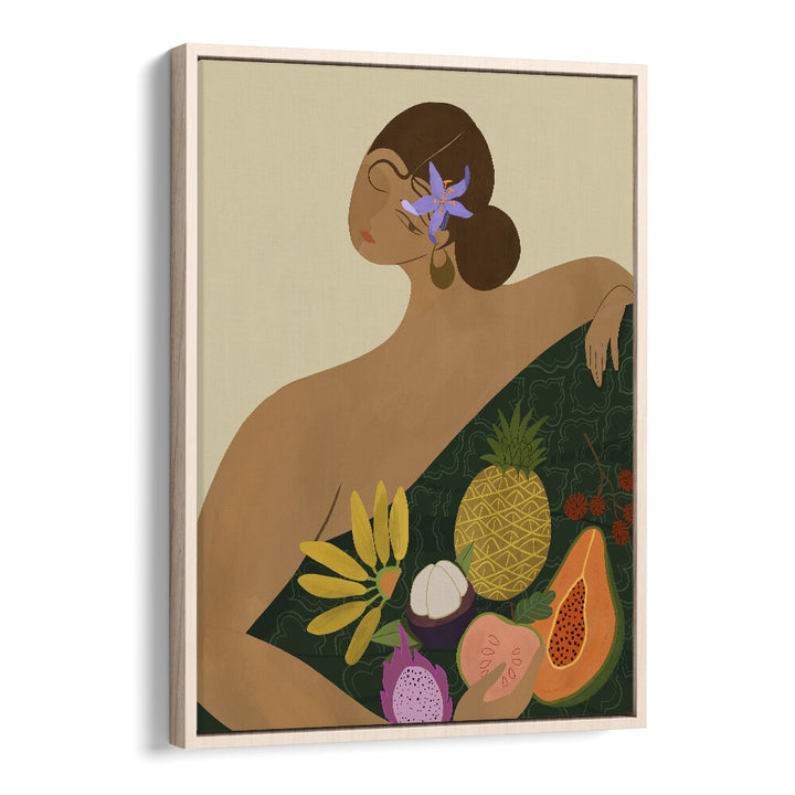 Fruit Seller By Arty Guava Wall Art Prints in Oak Wood Floater Frame