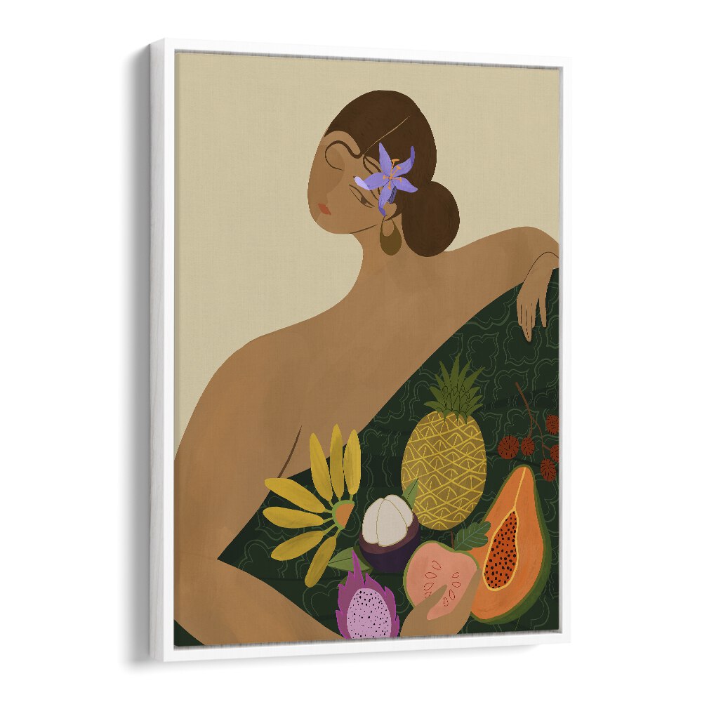 Fruit Seller By Arty Guava Wall Art Prints in White Floater Frame