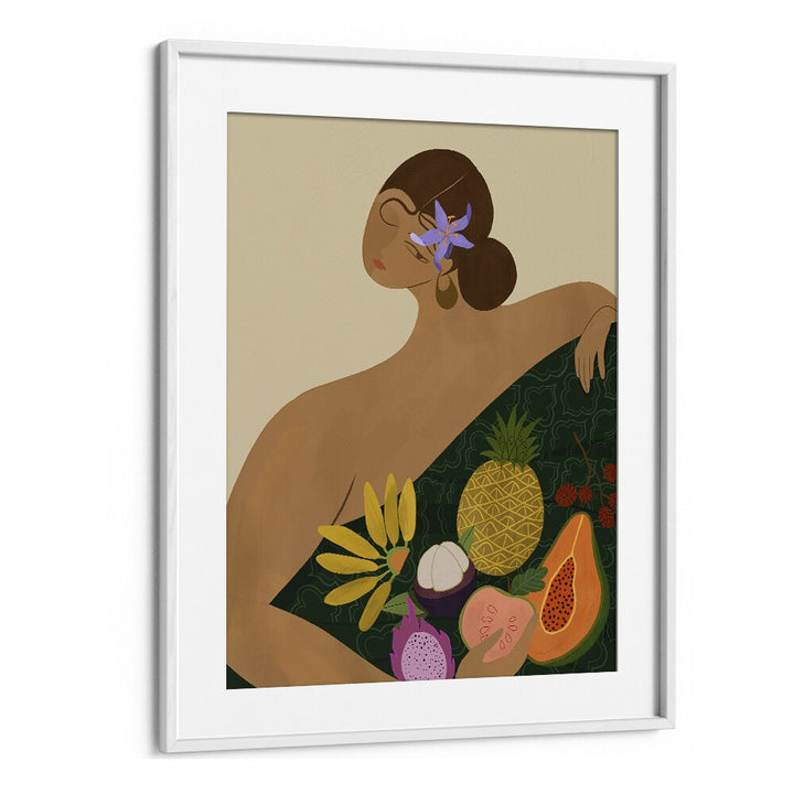 Fruit Seller By Arty Guava Wall Art Prints in White Frame With Mount