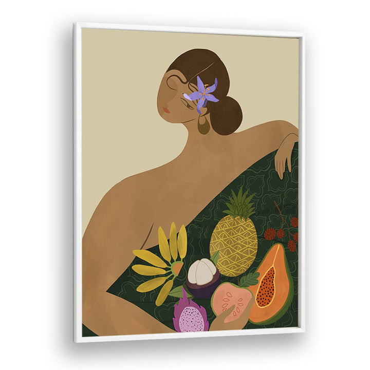 Fruit Seller By Arty Guava Wall Art Prints in White Plain Frame