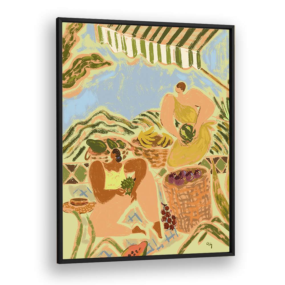 Fruit Stand By Arty Guava Wall Art Prints in Black Plain Frame