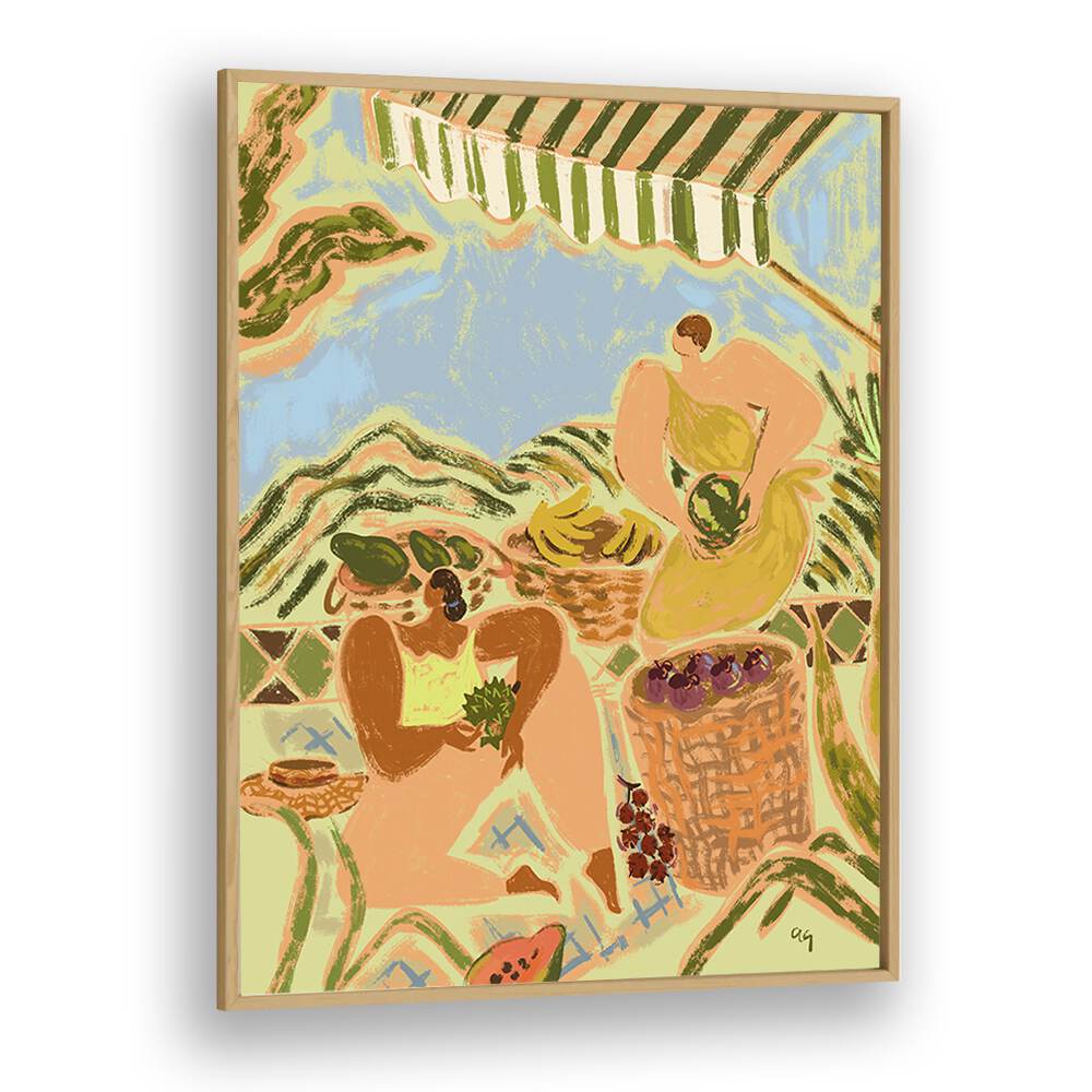 Fruit Stand By Arty Guava Wall Art Prints in Oak Wood Plain Frame