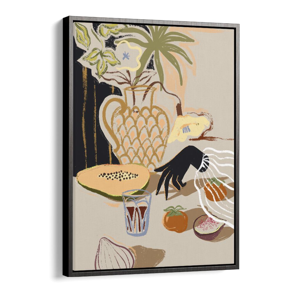 Fruitful Spread By Arty Guava Wall Art Prints in Black Floater Frame