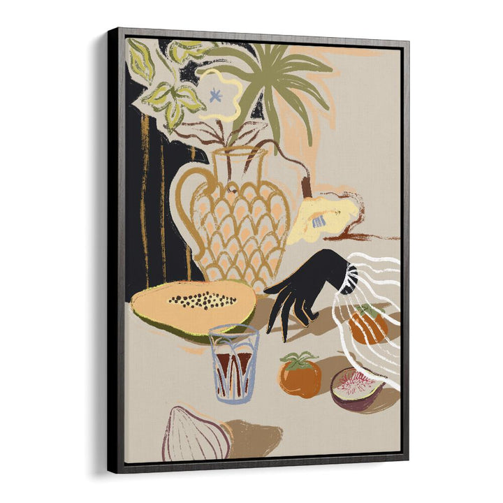 Fruitful Spread By Arty Guava Wall Art Prints in Black Floater Frame