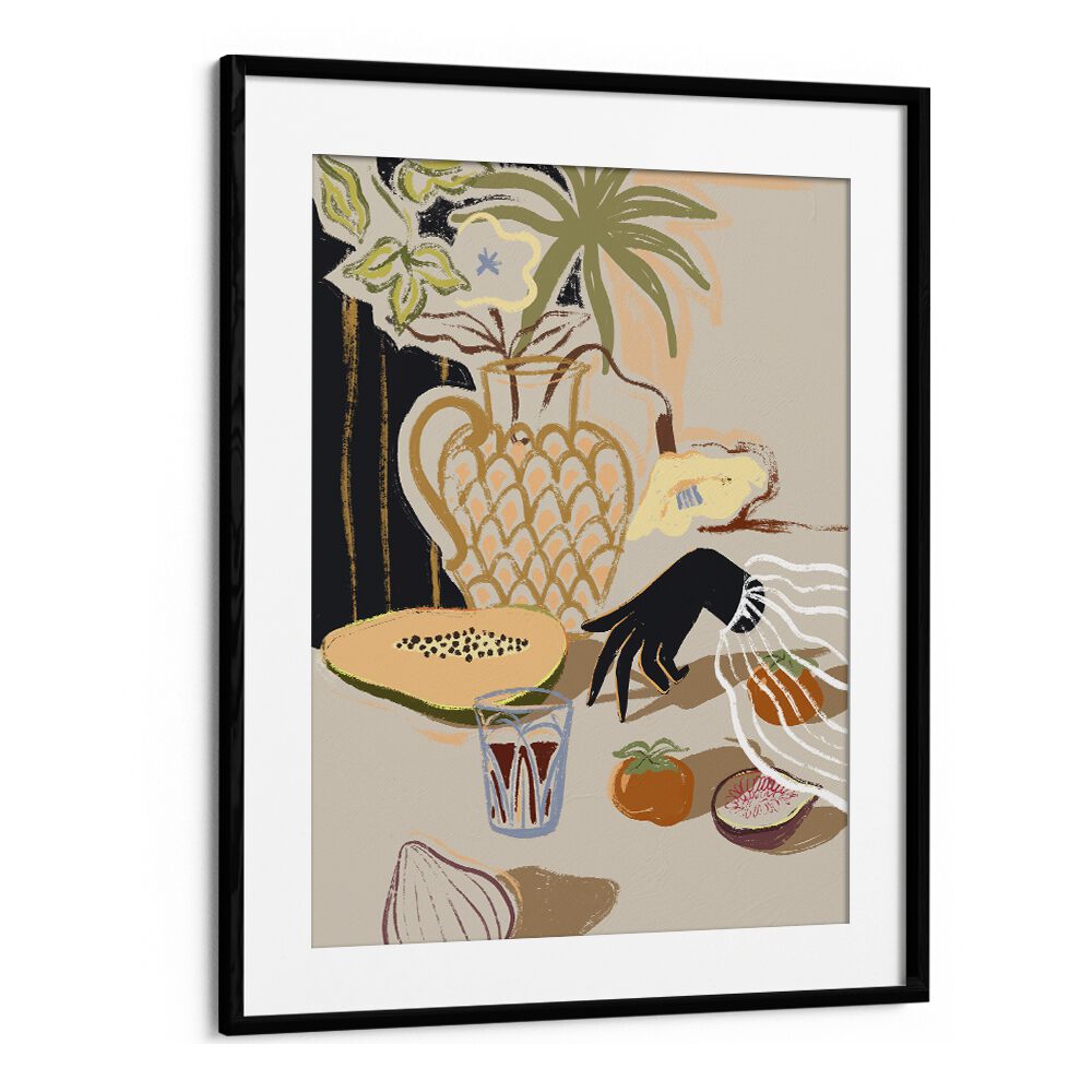 Fruitful Spread By Arty Guava Wall Art Prints in Black Frame With Mount