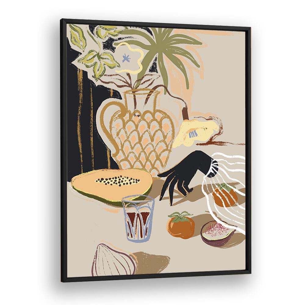 Fruitful Spread By Arty Guava Wall Art Prints in Black Plain Frame