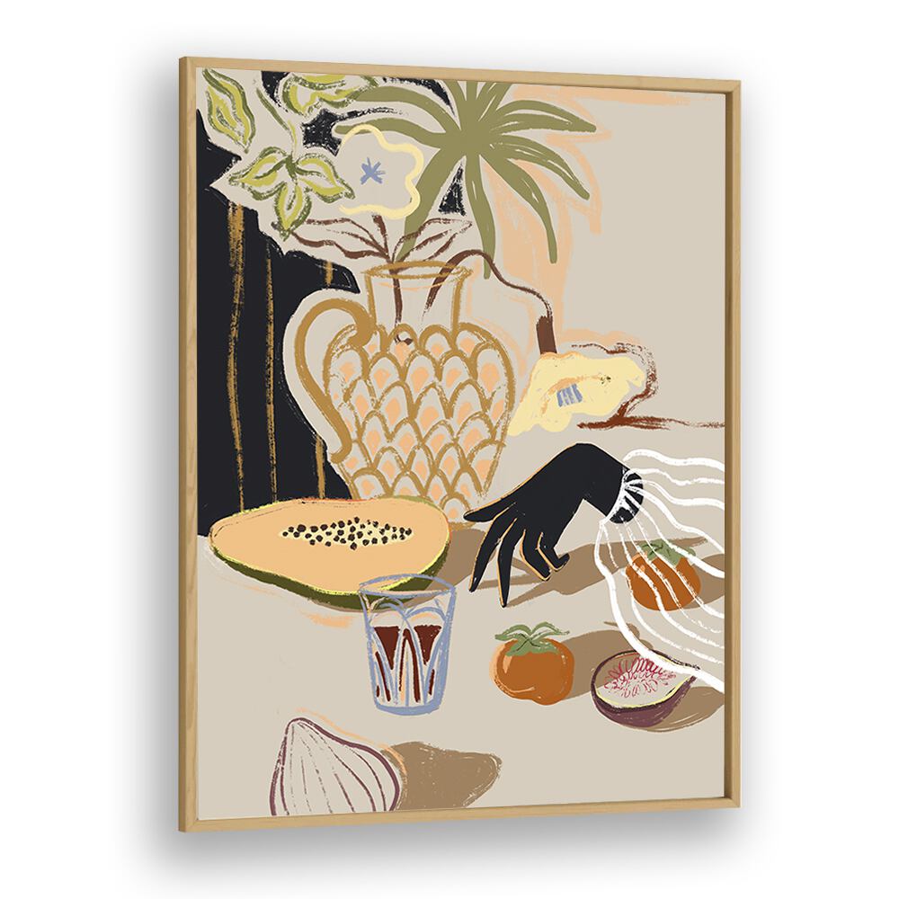 Fruitful Spread By Arty Guava Wall Art Prints in Oak Wood Plain Frame