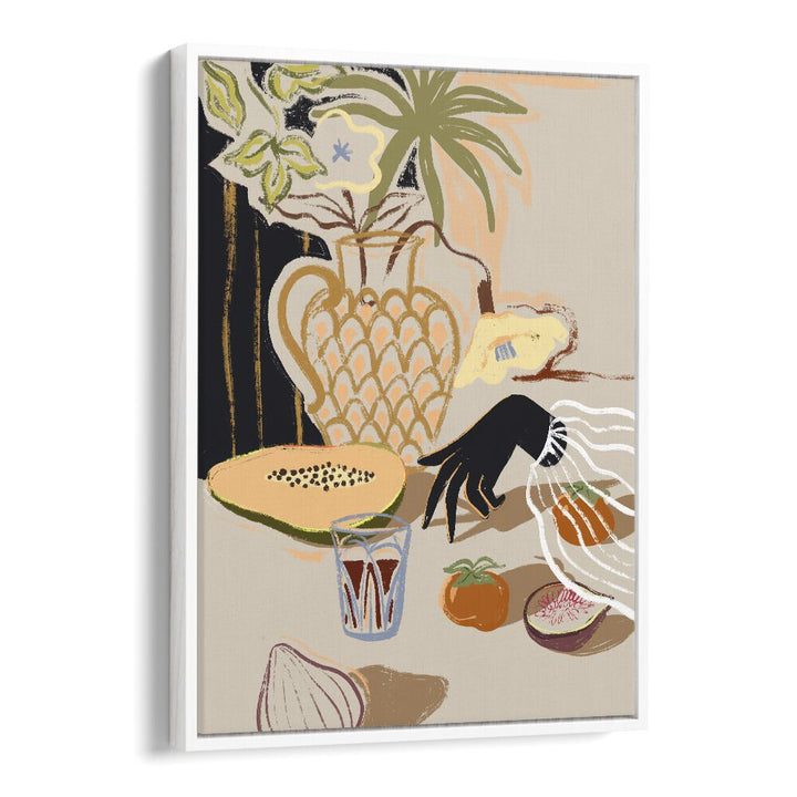 Fruitful Spread By Arty Guava Wall Art Prints in White Floater Frame