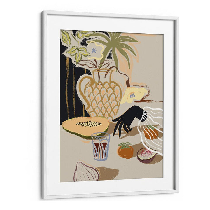 Fruitful Spread By Arty Guava Wall Art Prints in White Frame With Mount