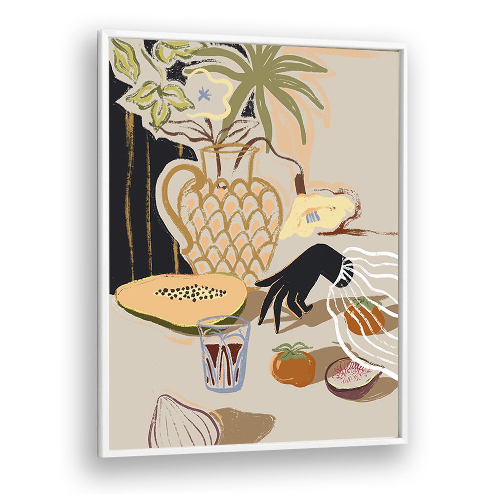 Fruitful Spread By Arty Guava Wall Art Prints in White Plain Frame