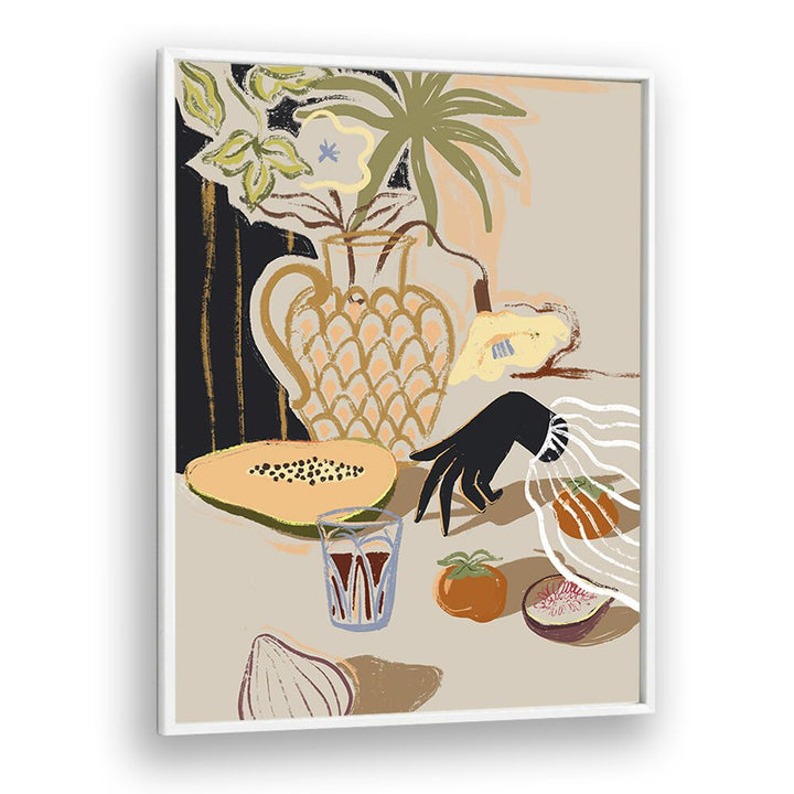 Fruitful Spread By Arty Guava Wall Art Prints in White Plain Frame