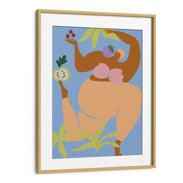 Fruity Run By Arty Guava Wall Art Prints in Oak Wood Frame With Mount