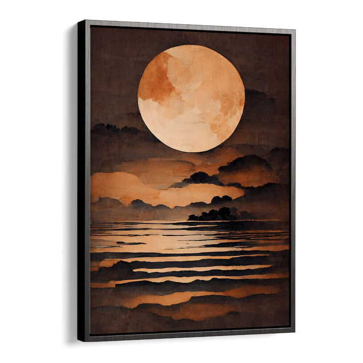 Full Moon By Treechild Landscape Paintings in Black Floater Frame