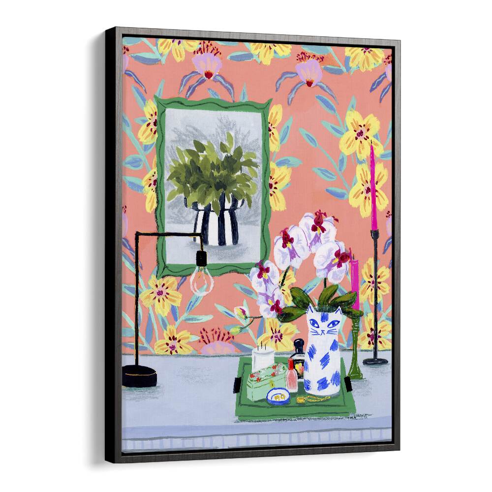 Funky Wallpaper By Sarah Gesek Landscape Art Prints in Black Floater Frame