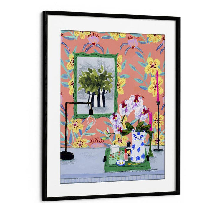 Funky Wallpaper By Sarah Gesek Landscape Art Prints in Black Frame With Mount