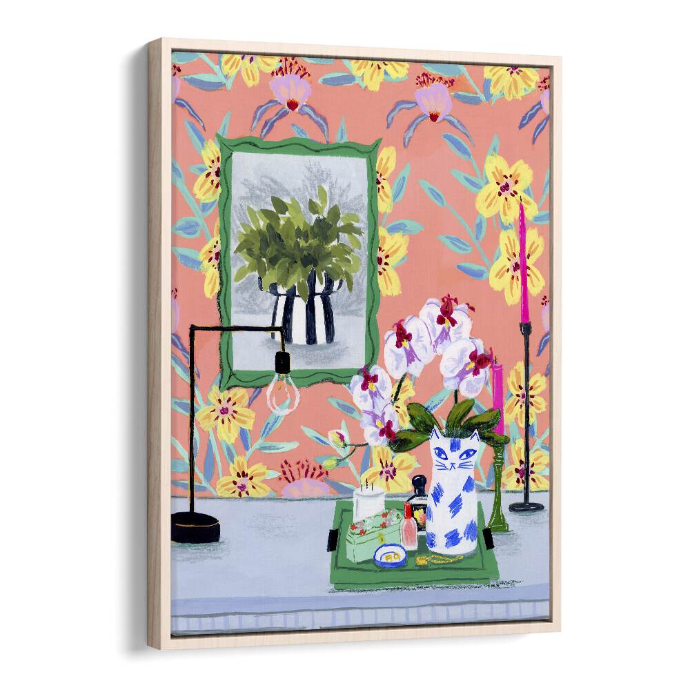 Funky Wallpaper By Sarah Gesek Landscape Art Prints in Oak Wood Floater Frame