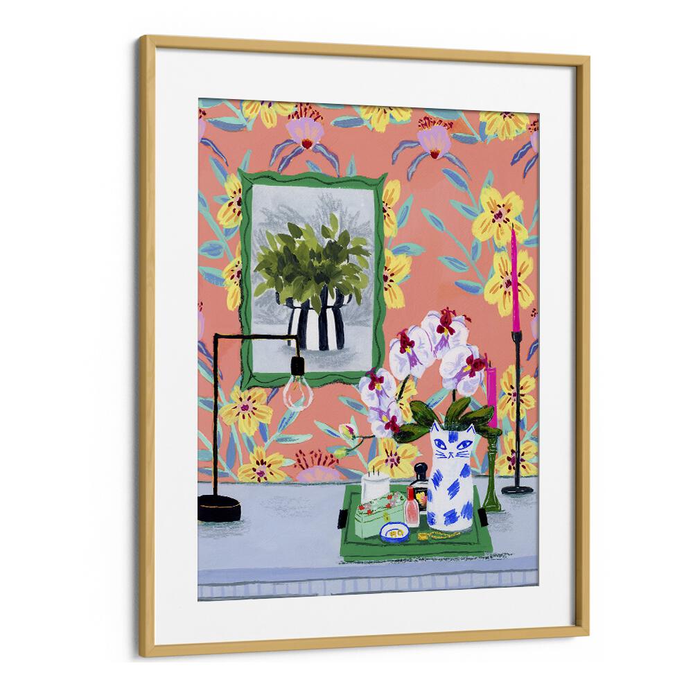 Funky Wallpaper By Sarah Gesek Landscape Art Prints in Oak Wood Frame With Mount