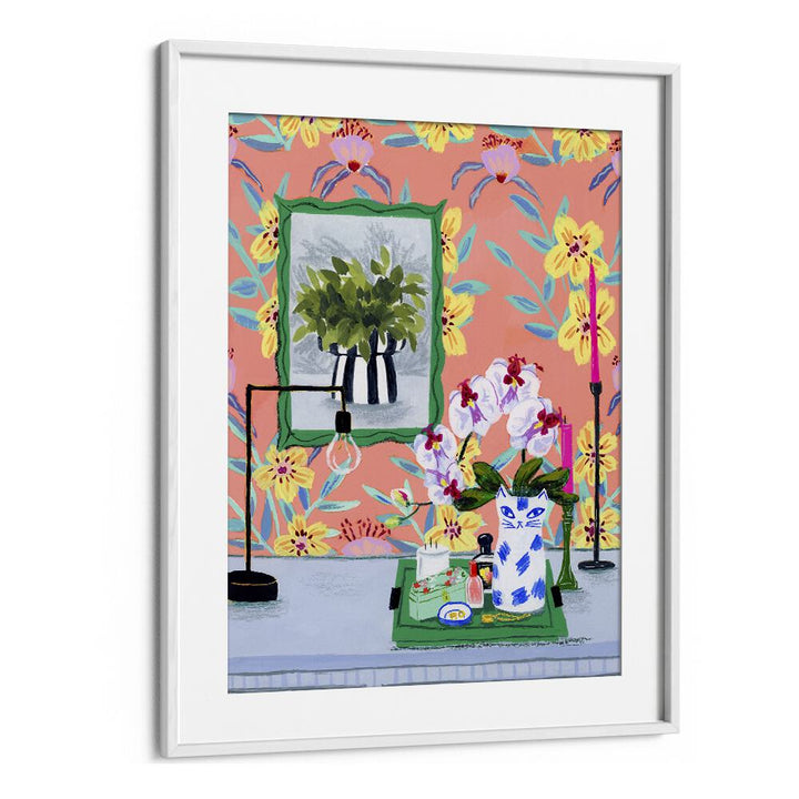 Funky Wallpaper By Sarah Gesek Landscape Art Prints in White Frame With Mount