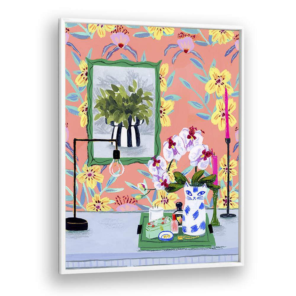 Funky Wallpaper By Sarah Gesek Landscape Art Prints in White Plain Frame