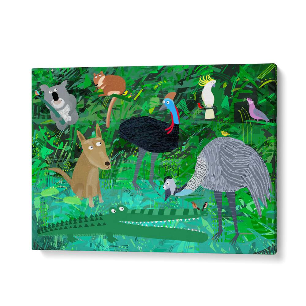 Funny Australian Animals In The Jungle By Carla Daly Kids Painting in Gallery Wrap