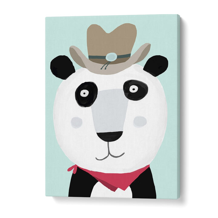 Funny Panda With Cowboy Hat By Carla Daly Kids Painting in Gallery Wrap