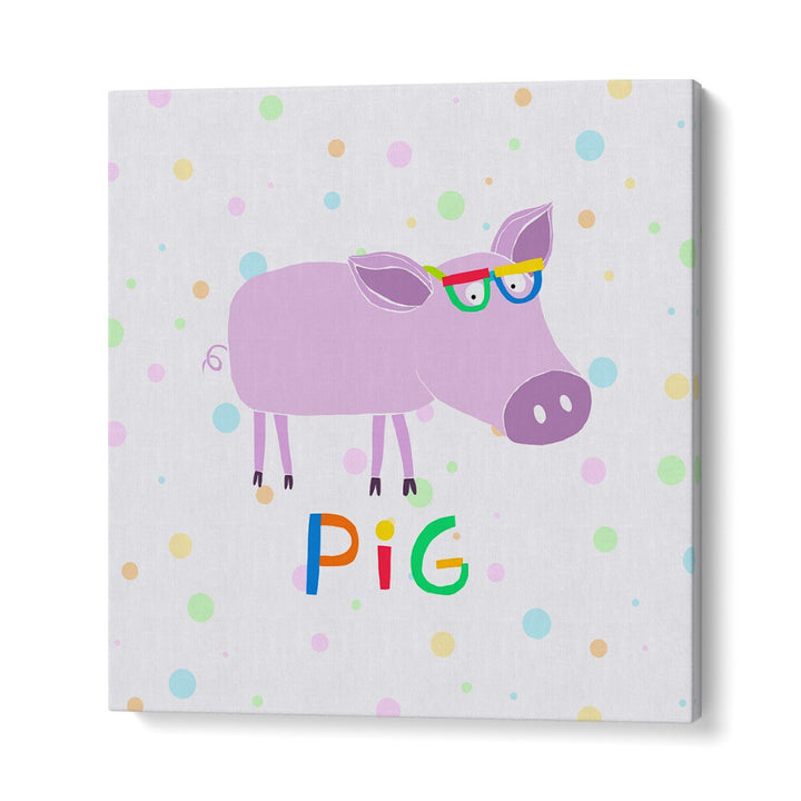 Funny Pig Wearing Glasses By Carla Daly Kids Room Painting in Gallery Wrap