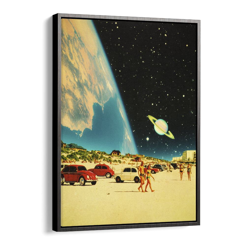 Galaxy Beach By Taudalpoi Astronaut & Nasa Paintings, Space Art Prints Artwork in Black Floater Frame
