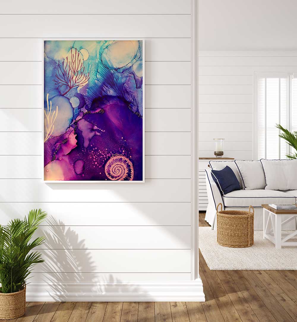 Vibrant GALAXY REEF, BEACH PAINTINGS bring a serene coastal vibe to your living space, perfect for beach lovers.