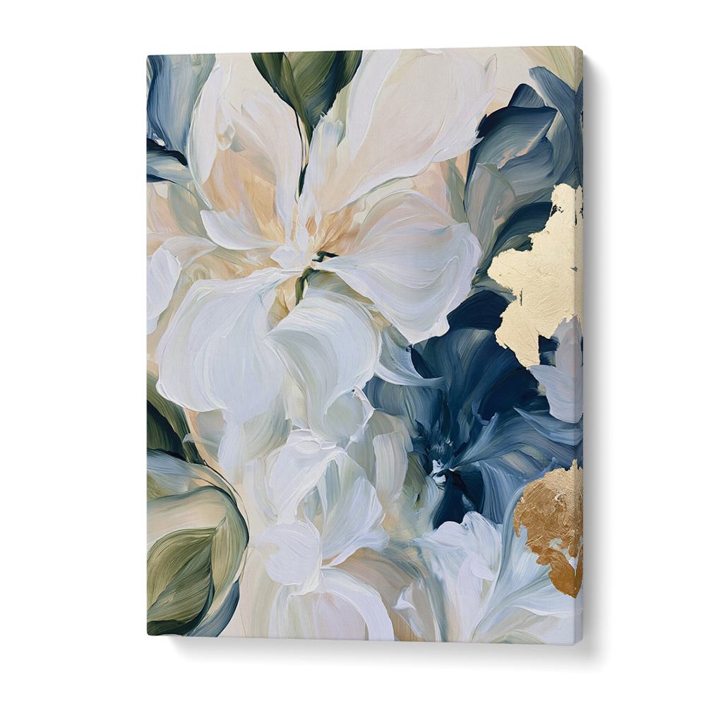 ABSTRACT BLUE GOLD FLOWERS