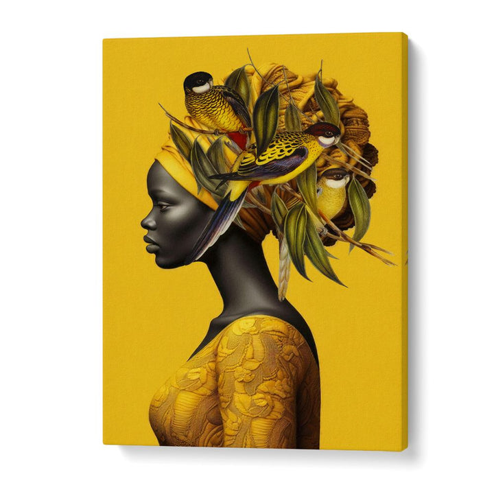 AFRICAN WOMAN GOLDEN BIRDS