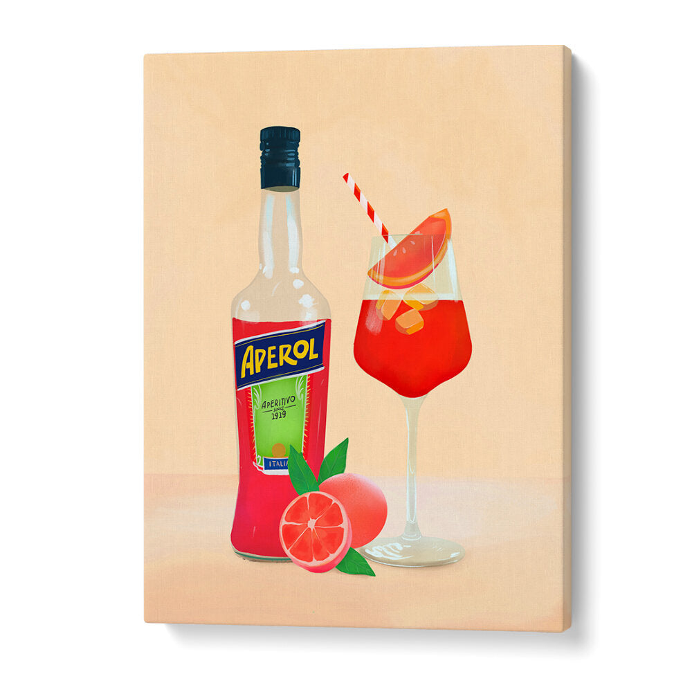 APEROL SPRITZ II , BAR artwork: Aperol bottle and glass, vibrant bar & cafe art.