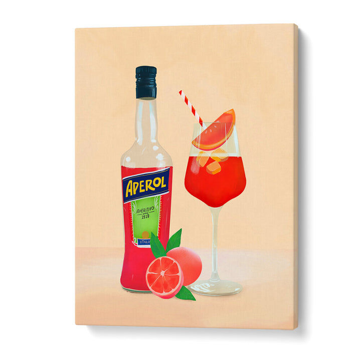 APEROL SPRITZ II , BAR artwork: Aperol bottle and glass, vibrant bar & cafe art.