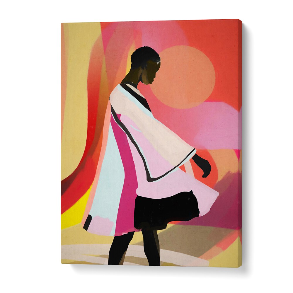 Stunning ABSTRACT ART SUNSET GIRL, PORTRAITS showcases vibrant colors and a silhouette, perfect for modern decor.