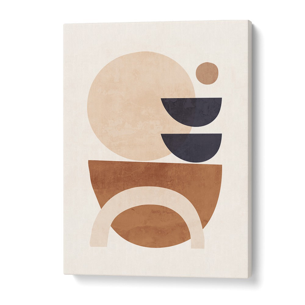 Abstract Minimal Shapes, Geometric Art Prints displayed in warm tones, perfect for modern home decor.