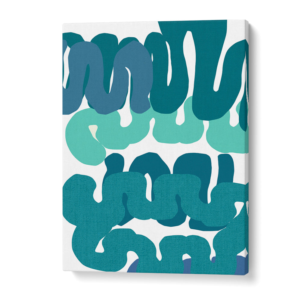 Vibrant BLUE SQUIGGLES II, ABSTRACT PAINTINGS featuring dynamic blue patterns, perfect for any art collection.