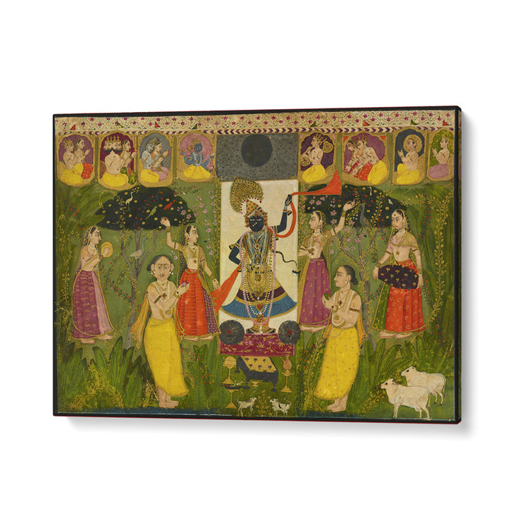 WORSHIP OF SHRI NATHJI , INDIAN ART PAINTINGS