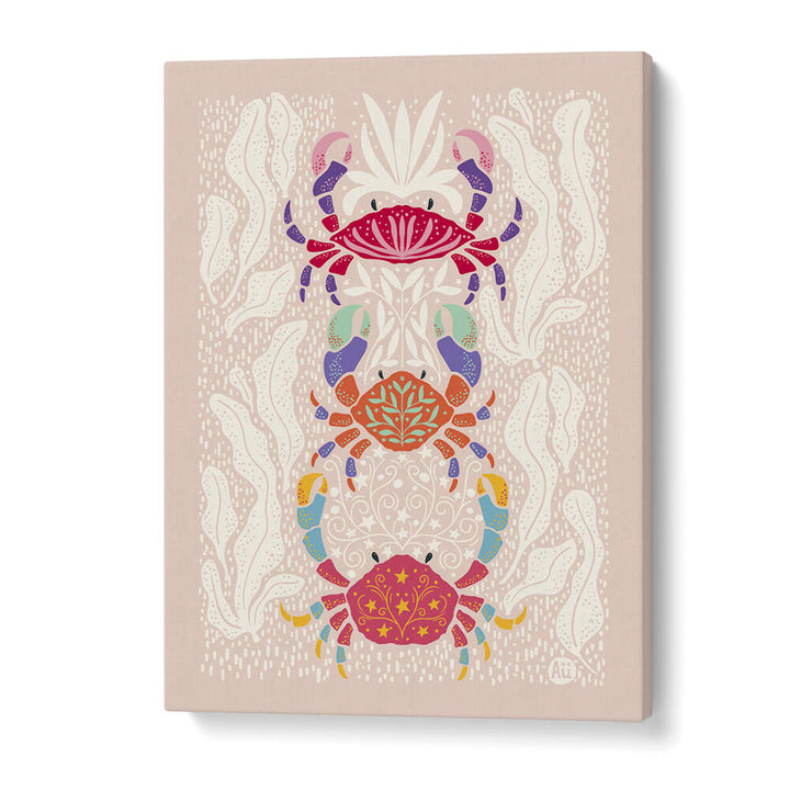 COLORFUL CRABS IN RED , BAR & CAFE ART