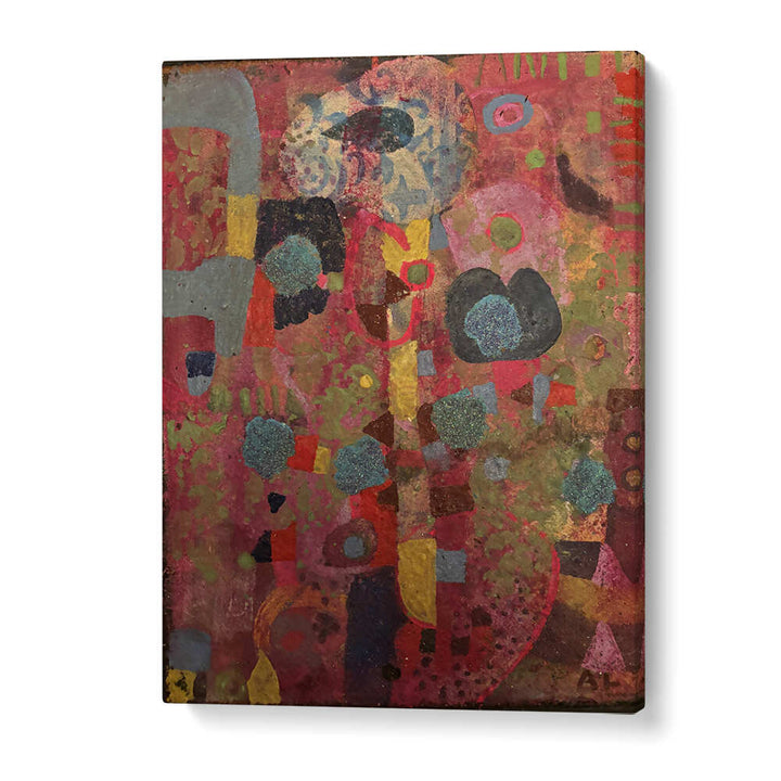 CRIMSON RHYTHM , ABSTRACT PAINTINGS bold crimson canvas with layered texture and dynamic brushwork, contemporary focal piece