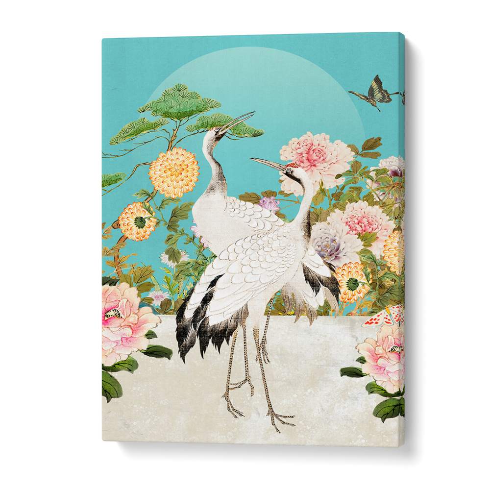 ELEGANT CRANES AND PEONIES