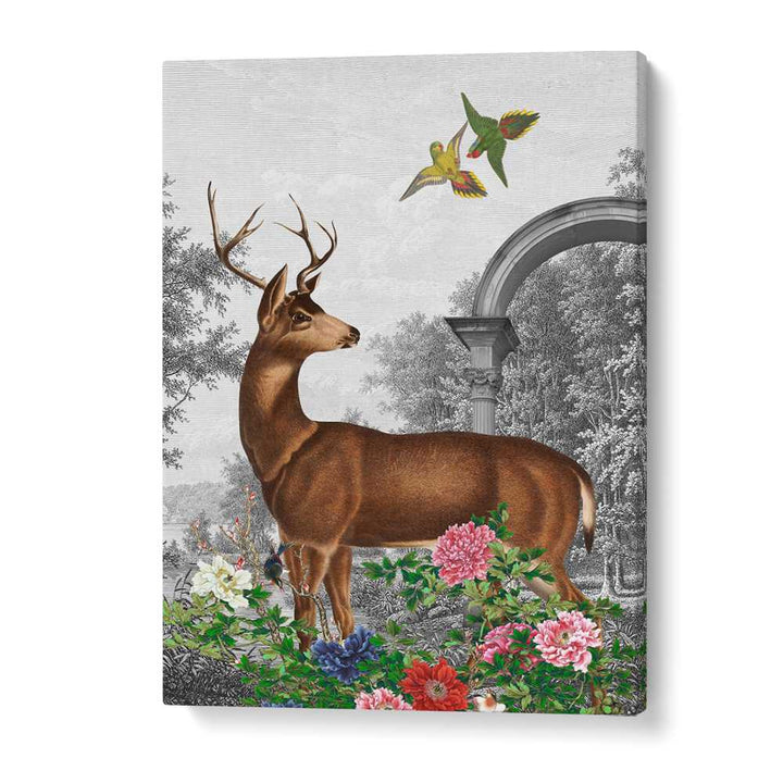 ELEGANT DEER GARDEN SCENE